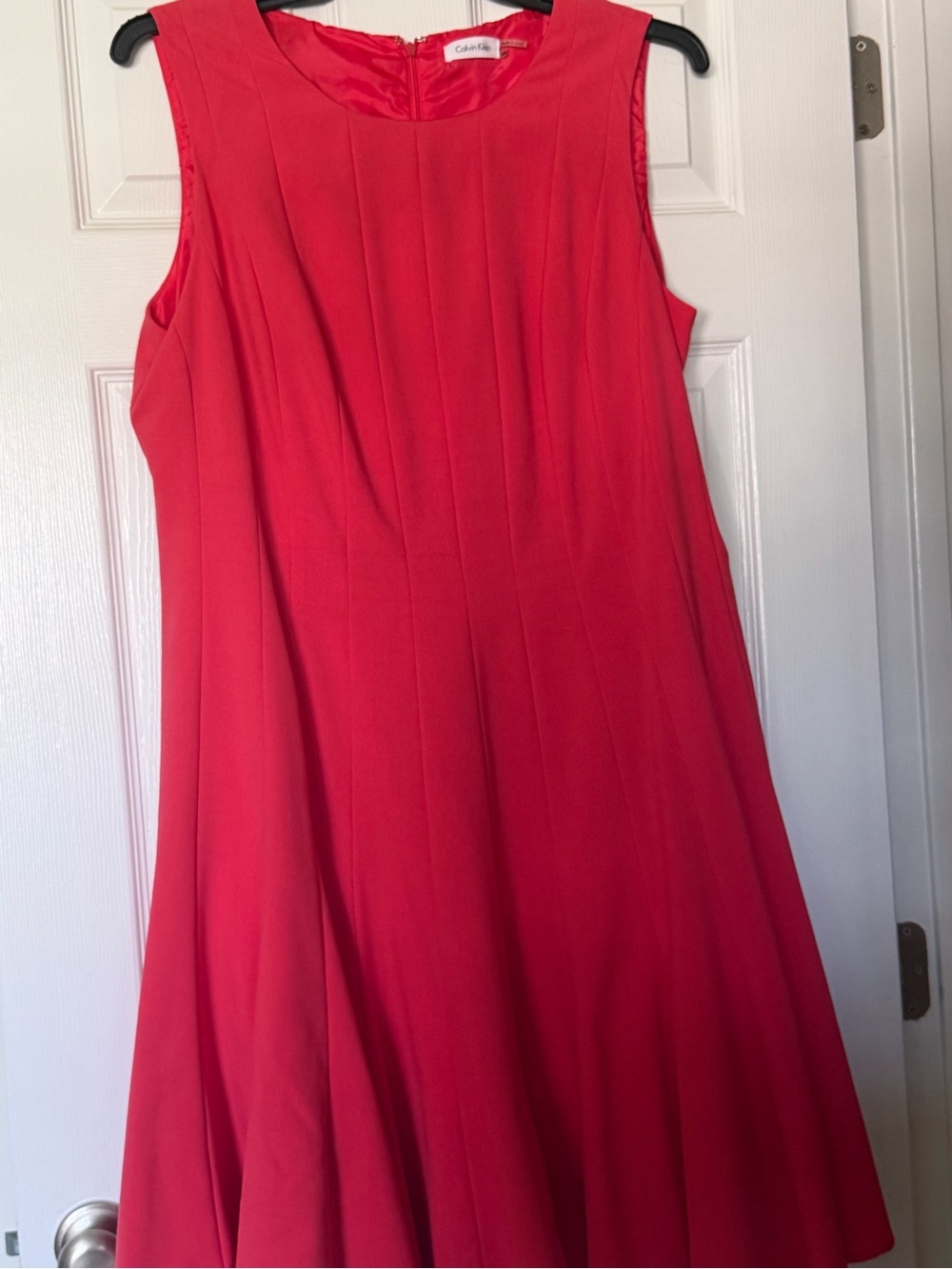 Calvin Klein coral Sleeveless Midi Fit-and-Flare Dress